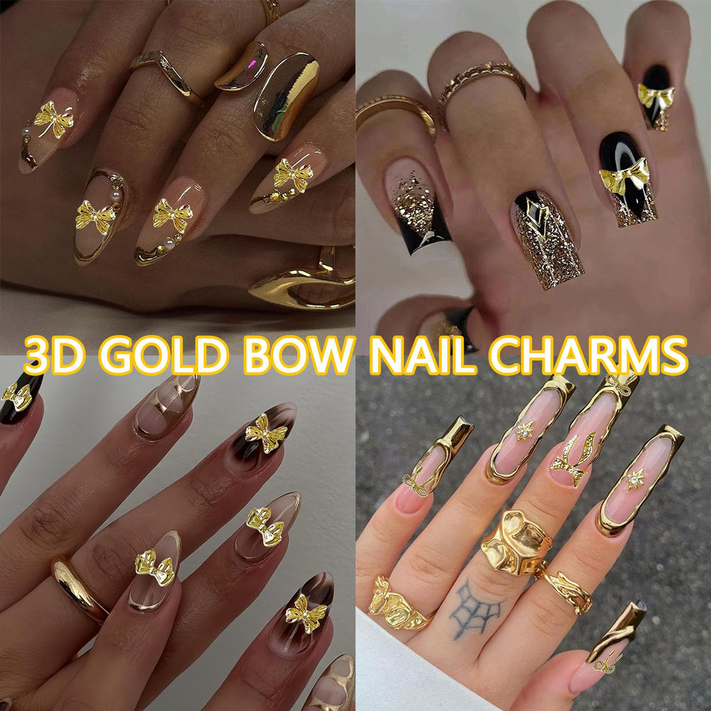 BANA ART gold bow charms versatile uses include manicures, phone cases, and scrapbooks.