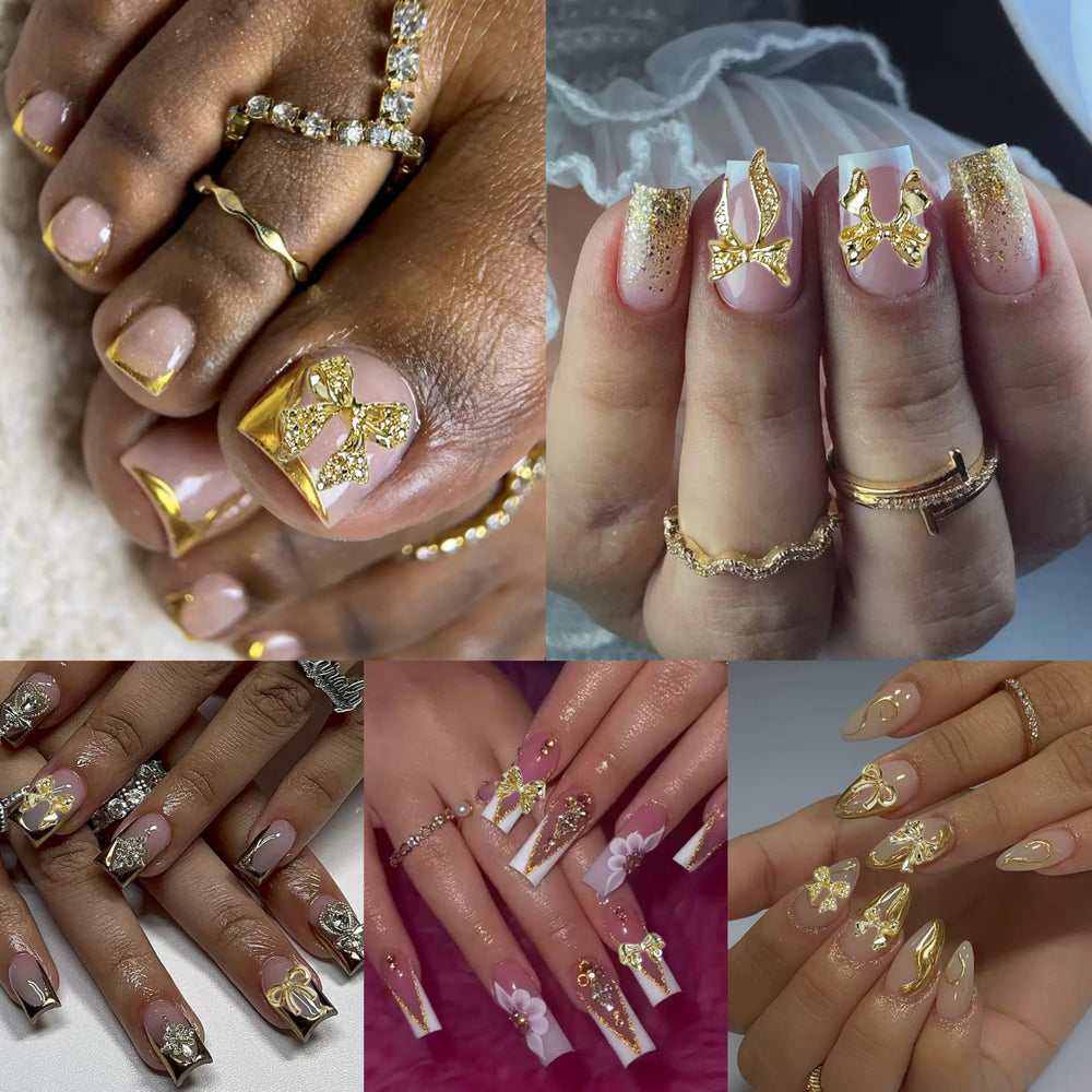 BANA ART easy-apply bow charms help quick nail decor with nail glue.