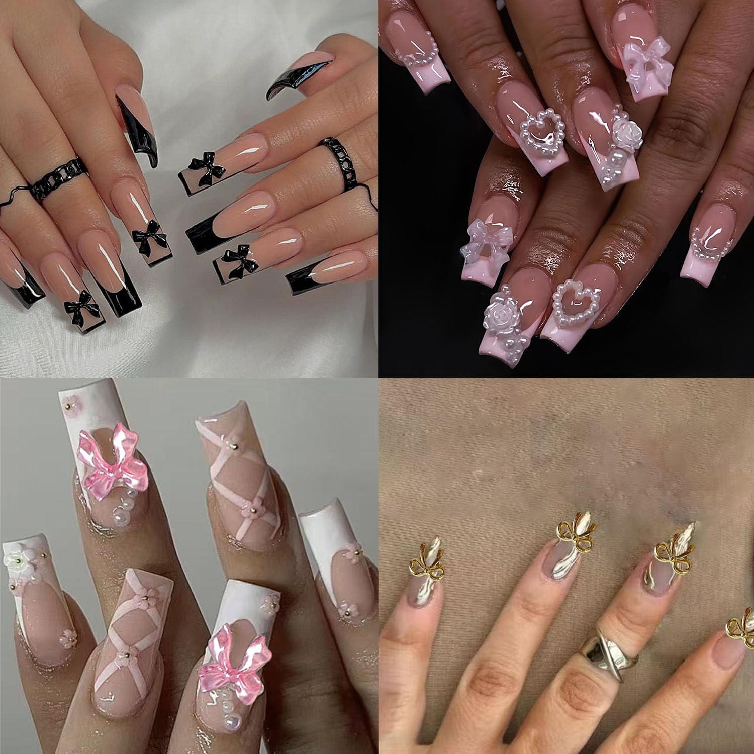 BANA ART Kawaii Color Bow nail charms durability ensures safe wear on gel or acrylic nails.