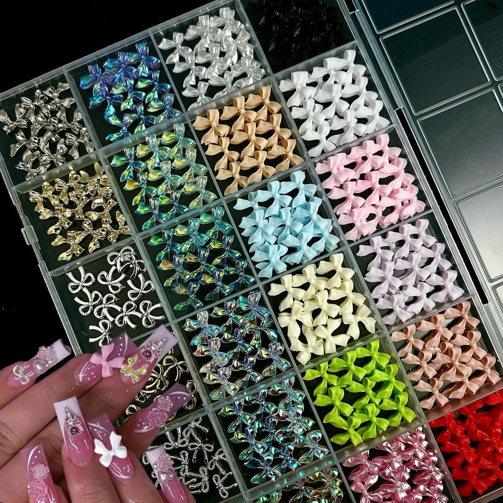 BANA ART Kawaii Color Bow nail charms materials emphasize eco-friendly resin and metal durability.
