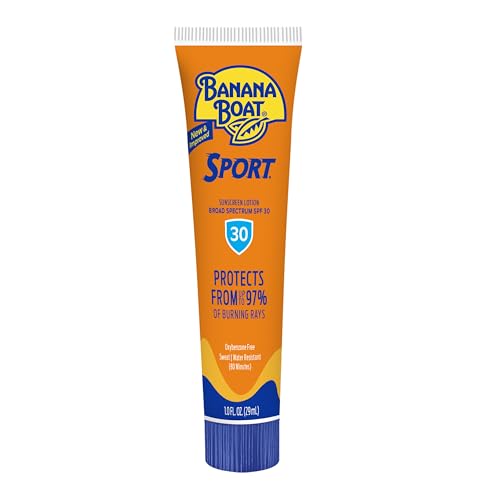 Banana Boat Sport Ultra SPF 30 lotion texture showing lightweight, non-greasy feel.