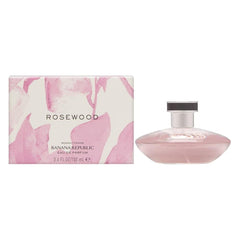 Banana Republic Rosewood bottle closeup for daily wear fragrance and premium packaging.