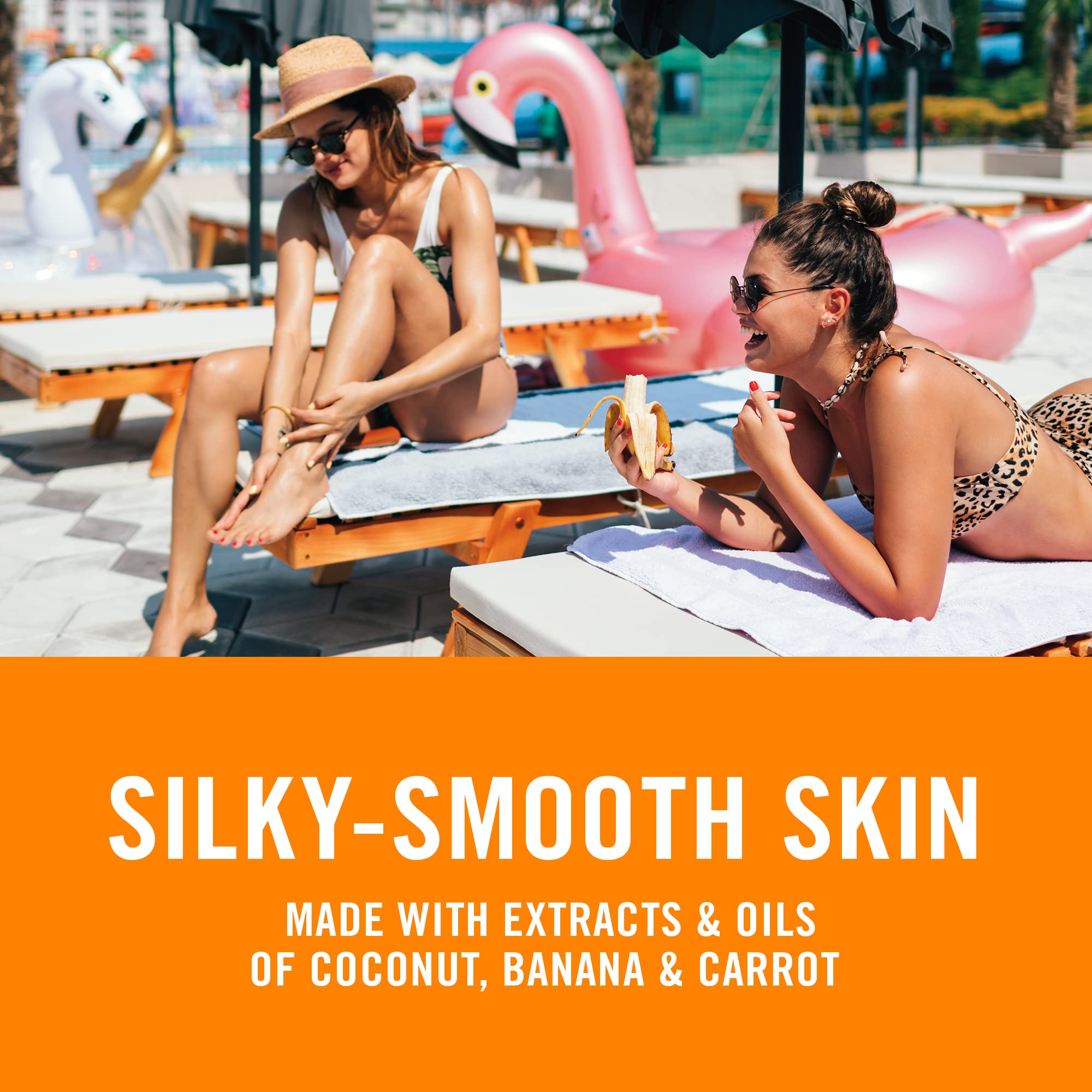Banana Boat Deep Tanning Oil cocoa seed butter for moisture.