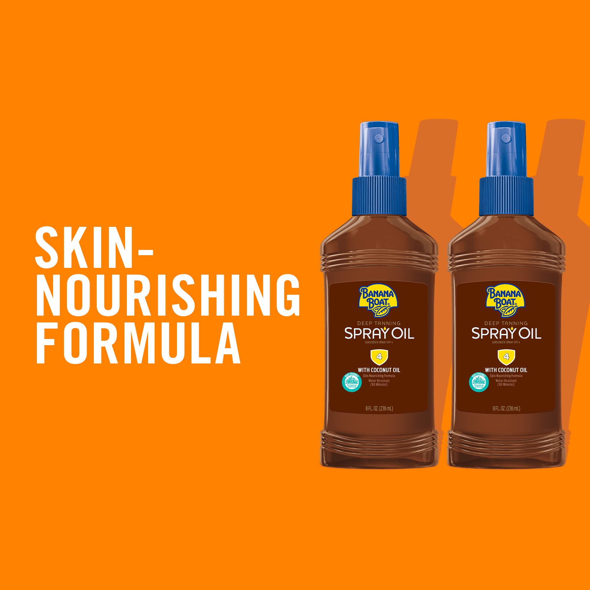 Banana Boat Deep Tanning Oil SPF4 label showing sun protection.