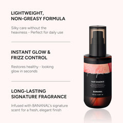 BANANAL hair oil serum texture closeup shows lightweight blend for mid-length hydration