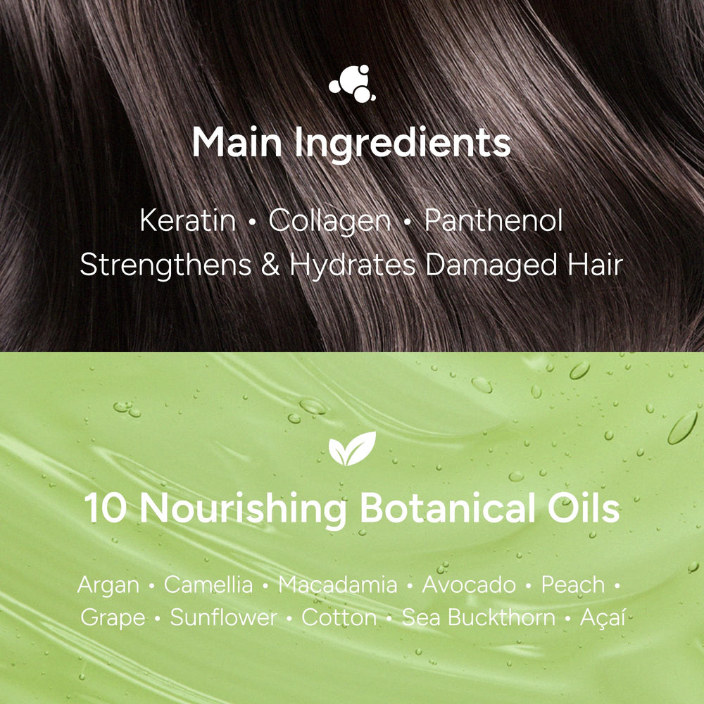 BANANAL argan oil blend graphic highlights nourishing antioxidants and fatty acids for healthier-looking hair