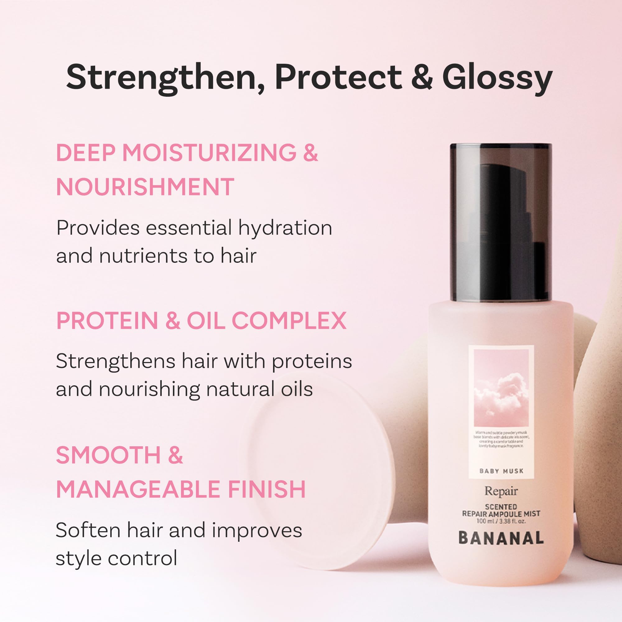 BANANAL hair-serum-mist dispense-pump demonstration for easy application.