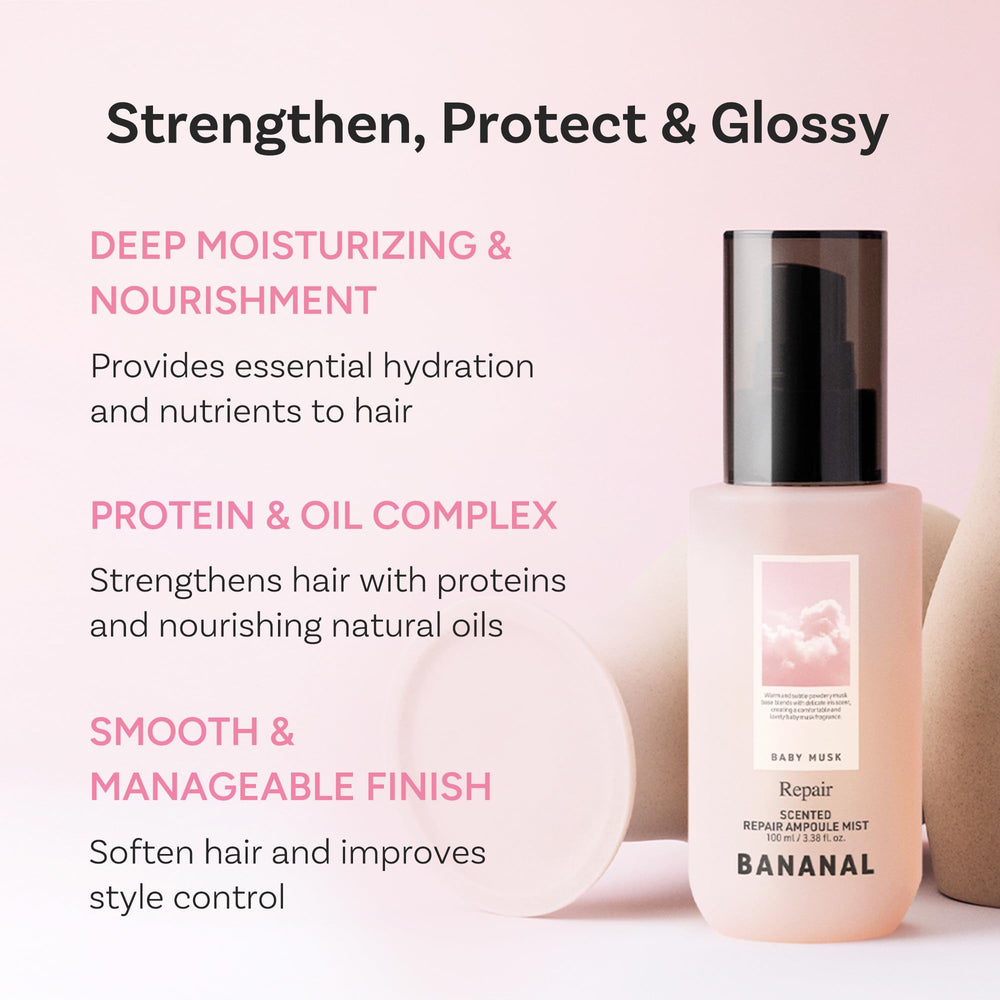 BANANAL hair-serum-mist dispense-pump demonstration for easy application.