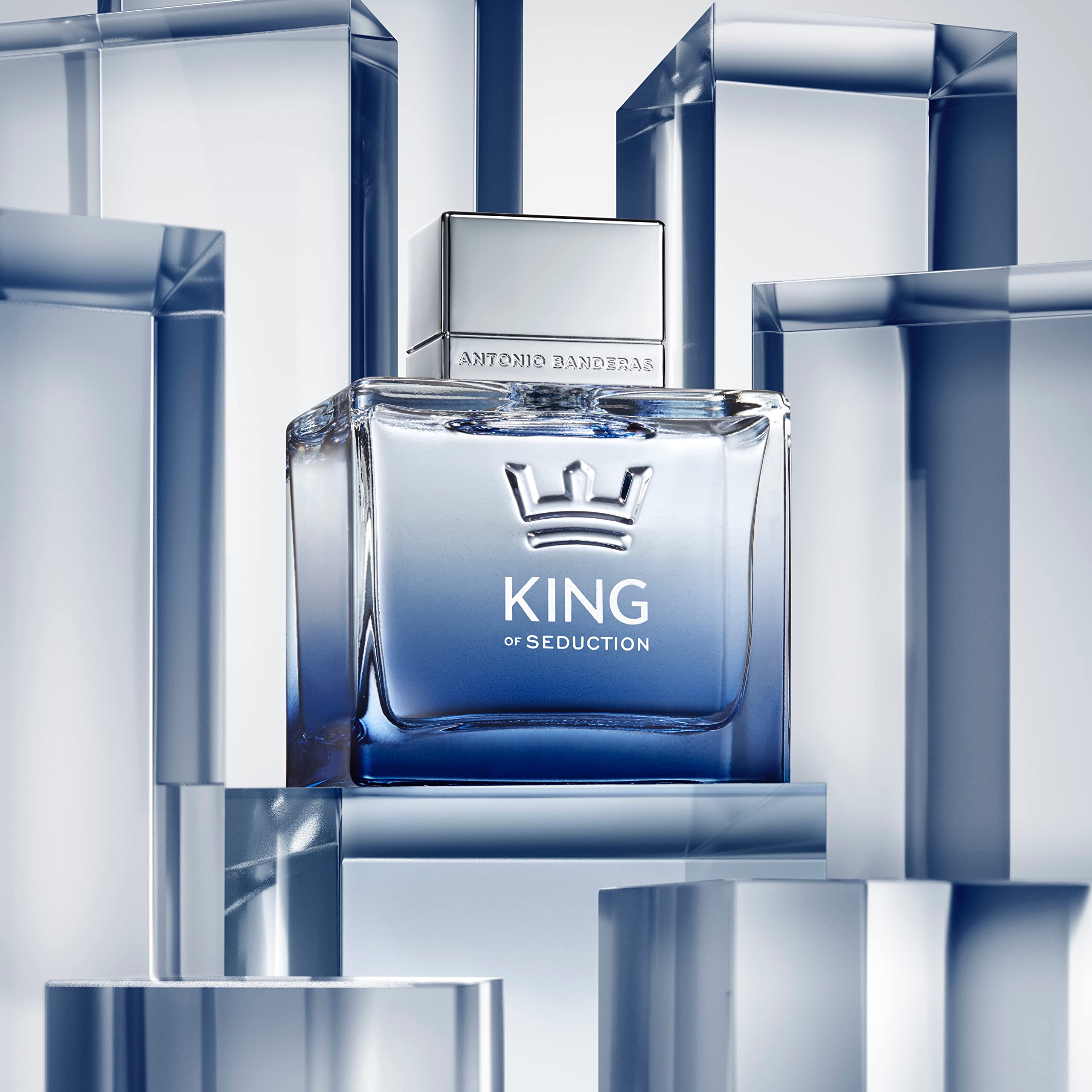 Banderas Antonio King of Seduction bottle top close-up shows premium masculine appeal.