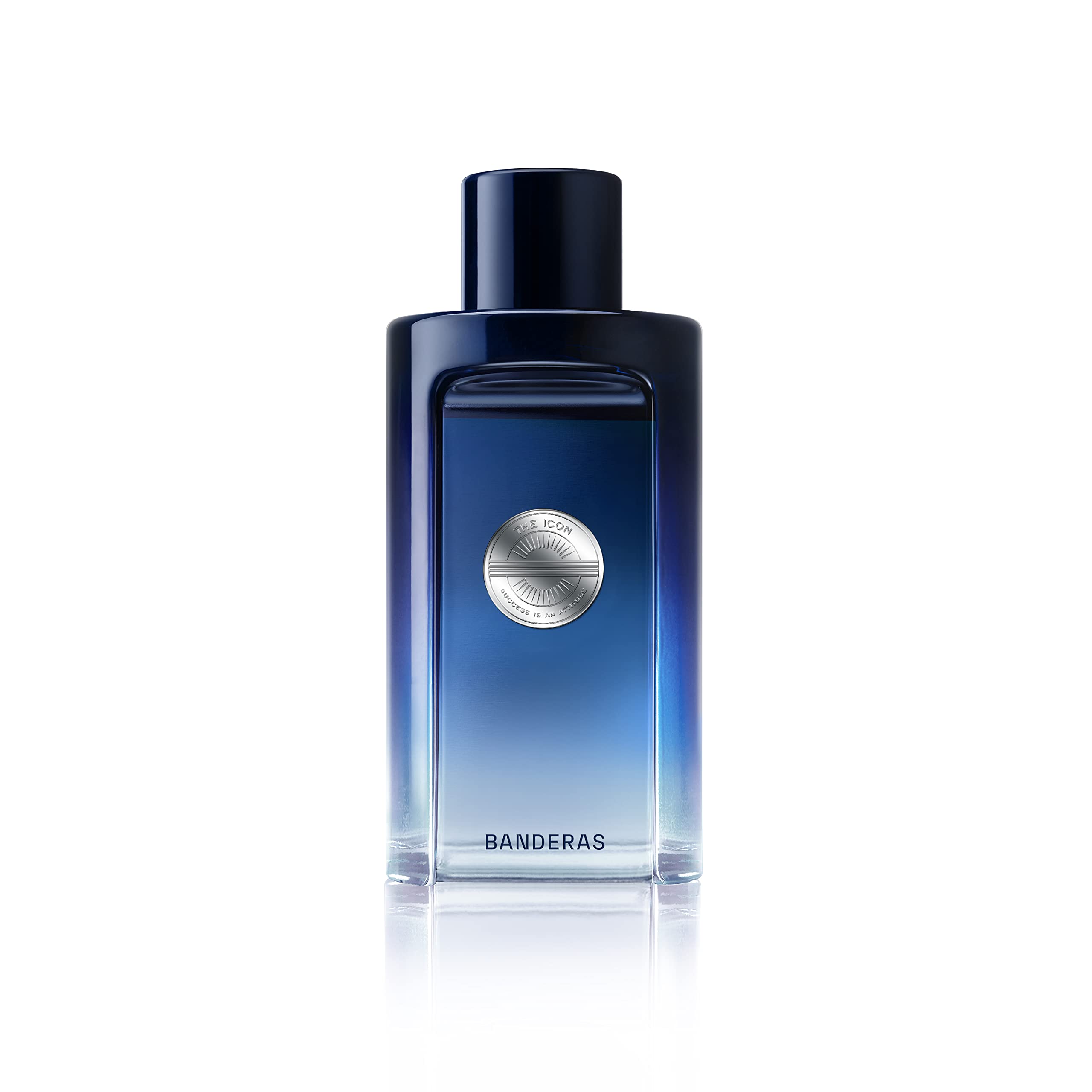 Banderas The Icon heart-notes reveal lavender-sage for refined sophistication.