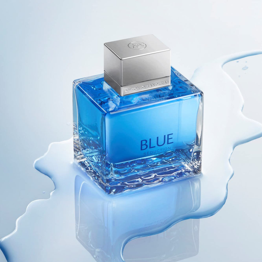 Blue Seduction base notes provide a woody, amber foundation for lasting appeal.