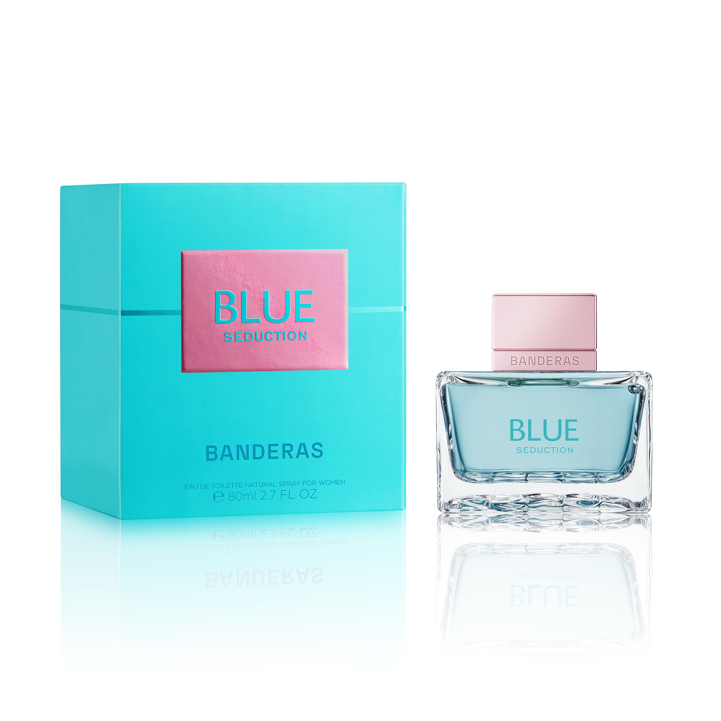 Banderas Blue Seduction EDT bottle front view for everyday fragrance and confidence.