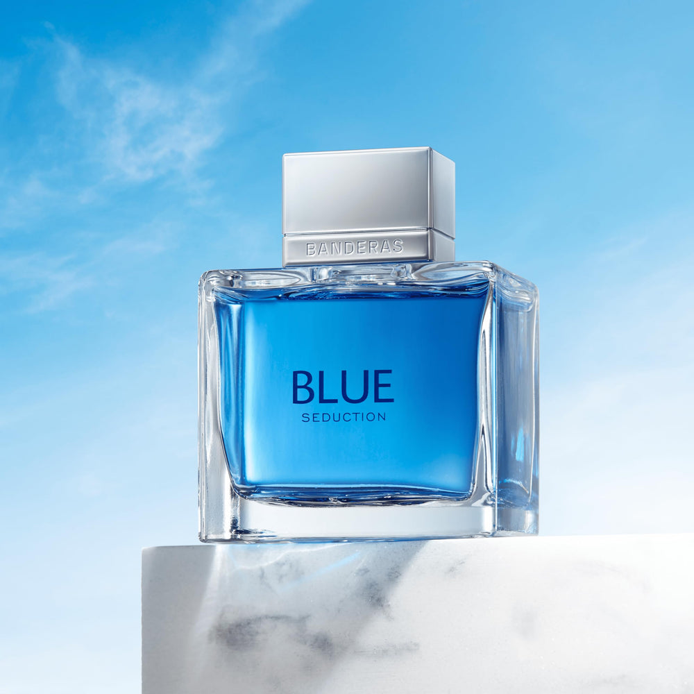 Banderas Blue Seduction EDT bottle label highlights 1.7 fl oz size.