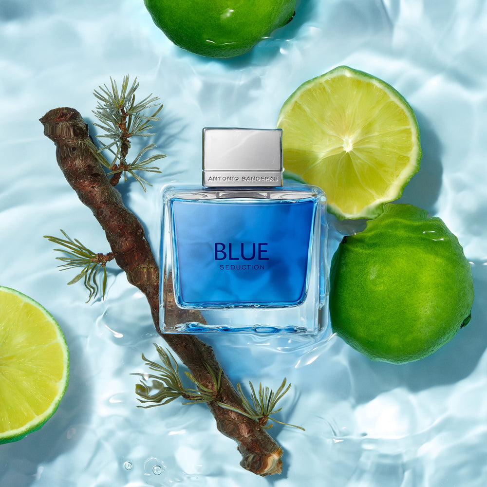 Lifestyle shot captures the confident, casual vibe of Antonio Banderas Blue Seduction.