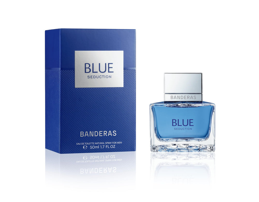 Banderas Blue Seduction packaging box conveys authentic fragrance for everyday use.