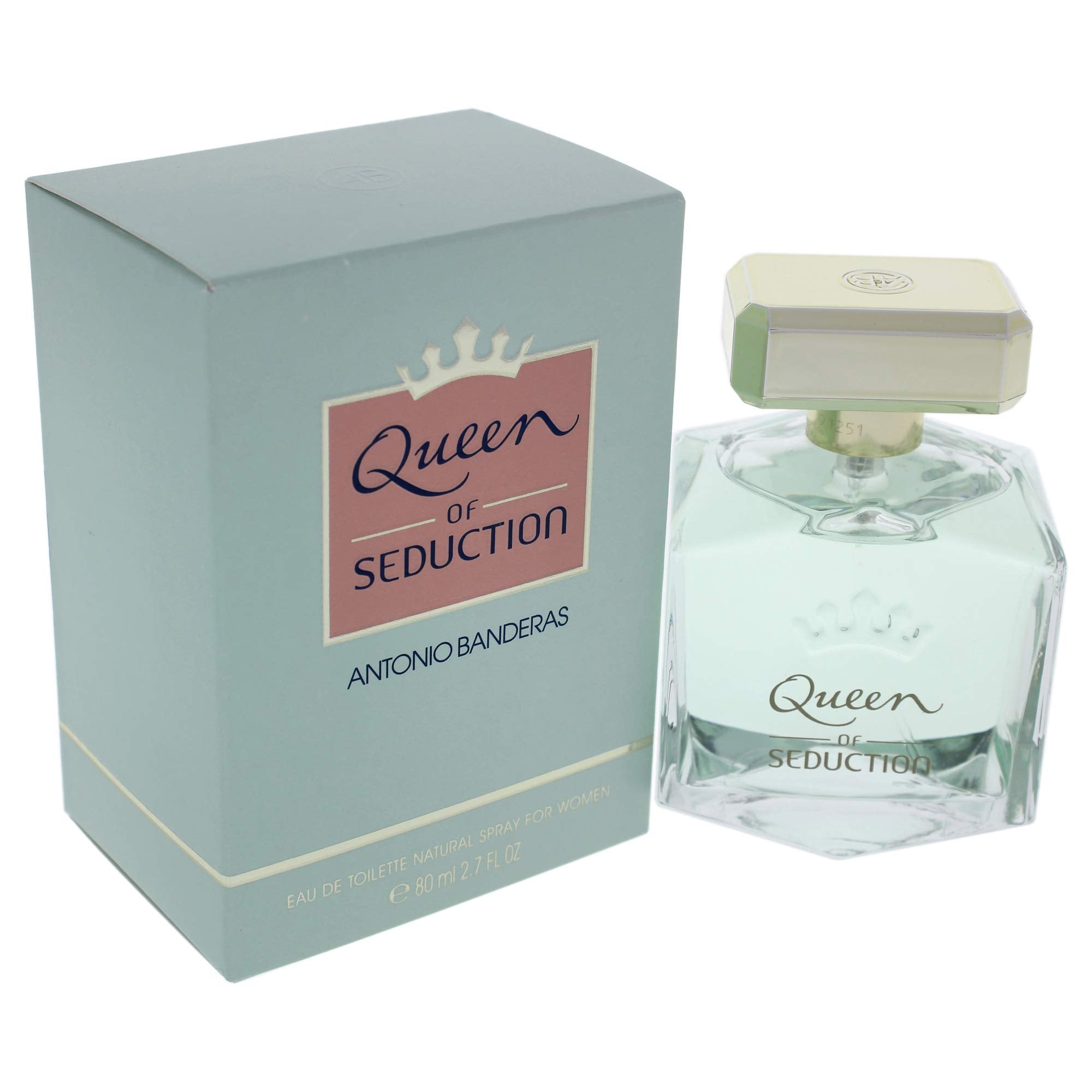 Antonio Banderas Queen Of Seduction packaging-inside-view reveals travel-sized bottle and info