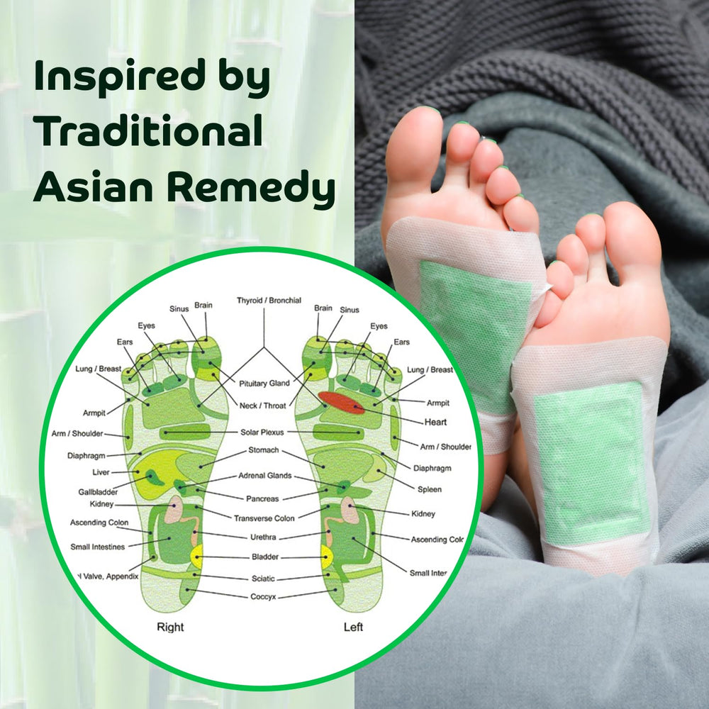 Bandoo Foot Pads bamboo vinegar formula close-up emphasizes natural ingredients for gentle care.
