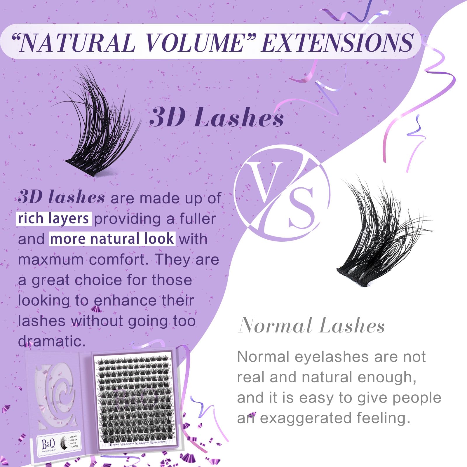 B&Qaugen natural-look lashes show 10-18mm options for versatile eye makeup.