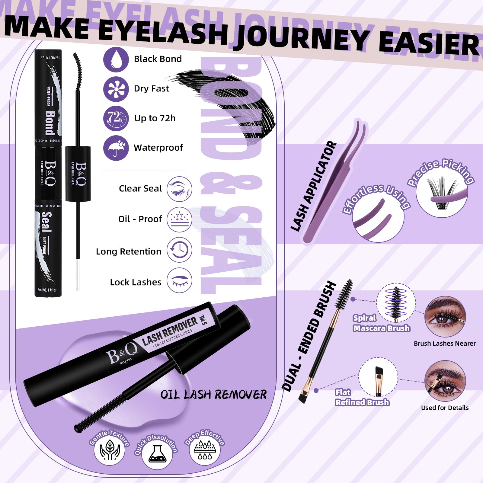 BandQaugen lash remover helps safely prep lashes for reapplication.