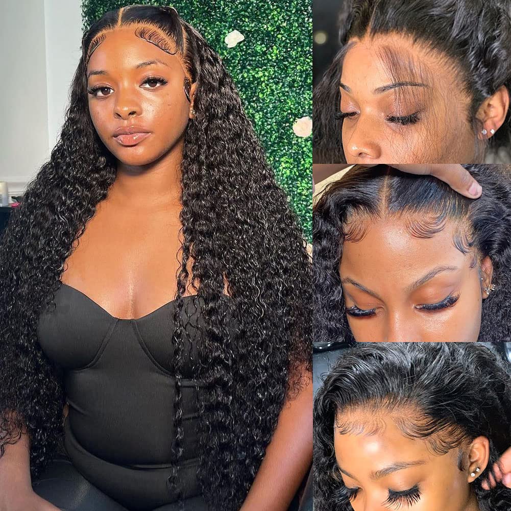 Bangjazz 13x4 deep-wave wig closeup shows natural hairline for seamless wear.