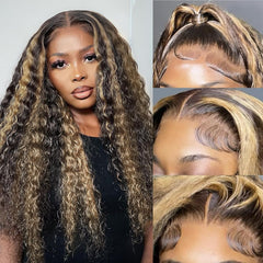 Bangjazz 26-inch deep-wave lace-front wig with Fb/27 ombre for natural volume.