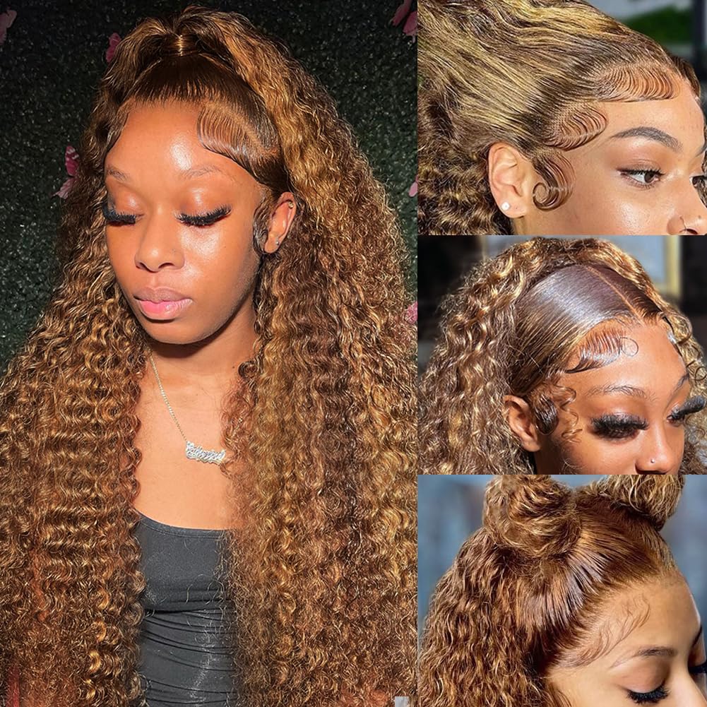 Bangjazz 26-inch highlight ombre lace front wig close-up shows natural hairline and lace detail