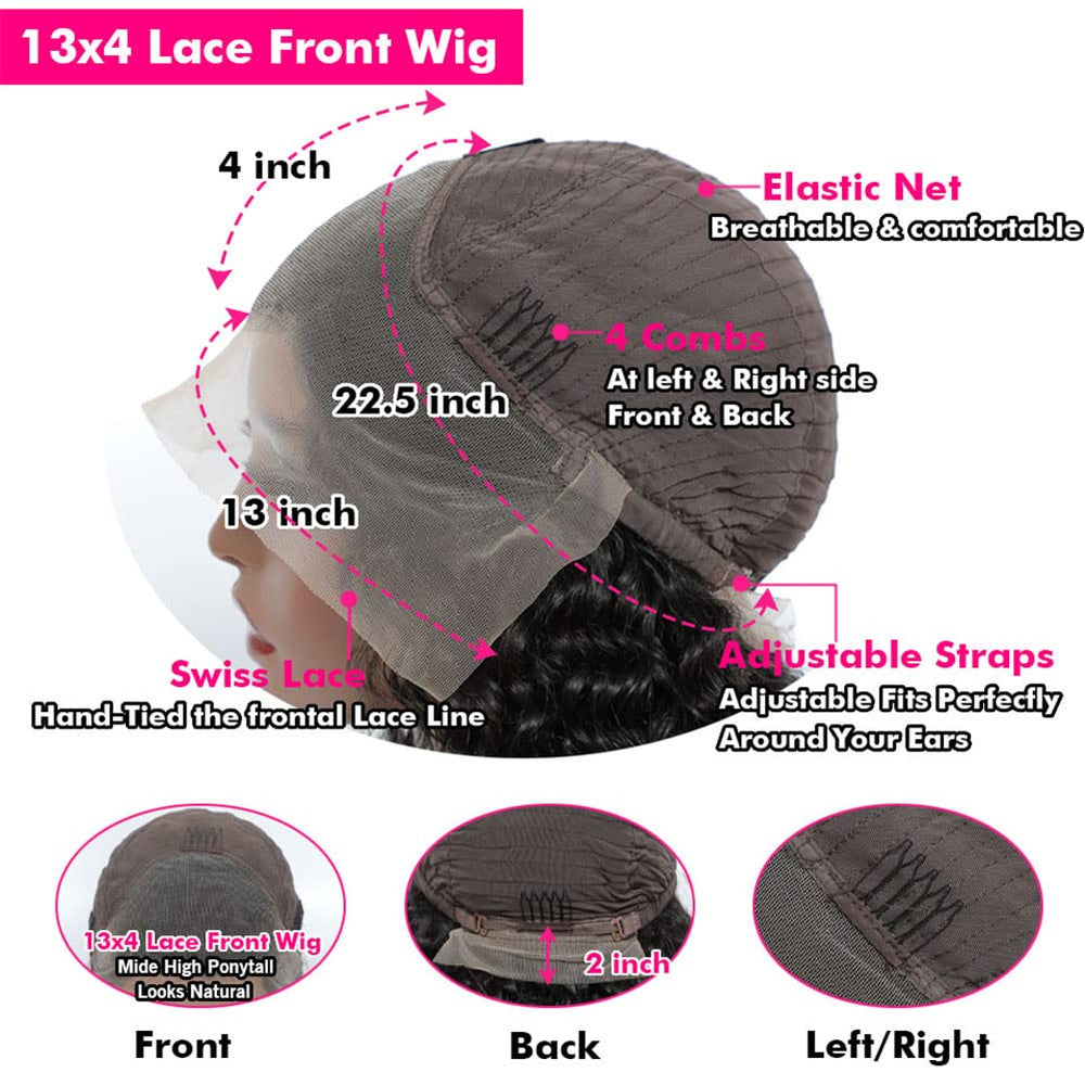 Bangjazz deep-wave wig on model demonstrates versatile parting and styling options.