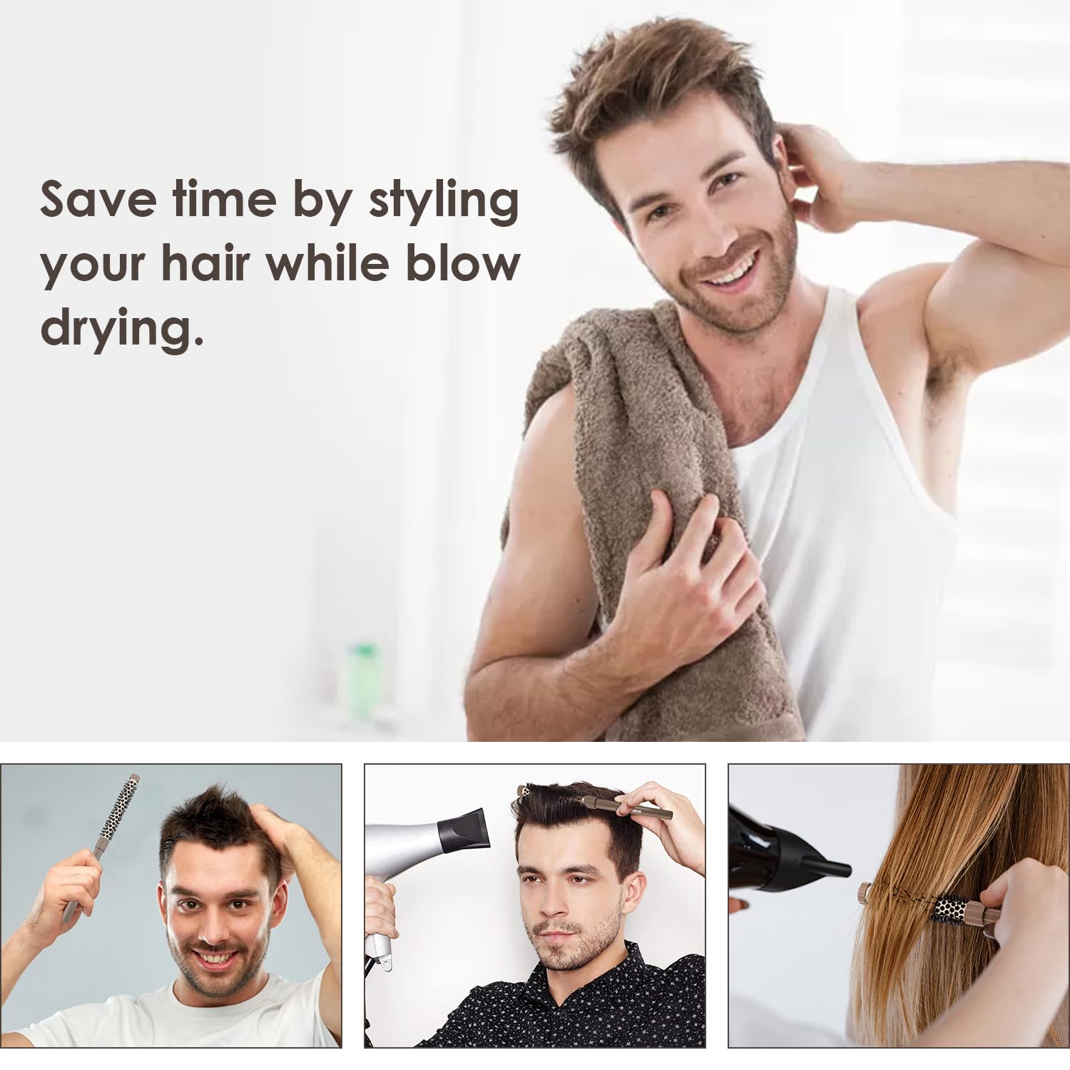 Bangmeng multi-use round brush for beards and bangs styling