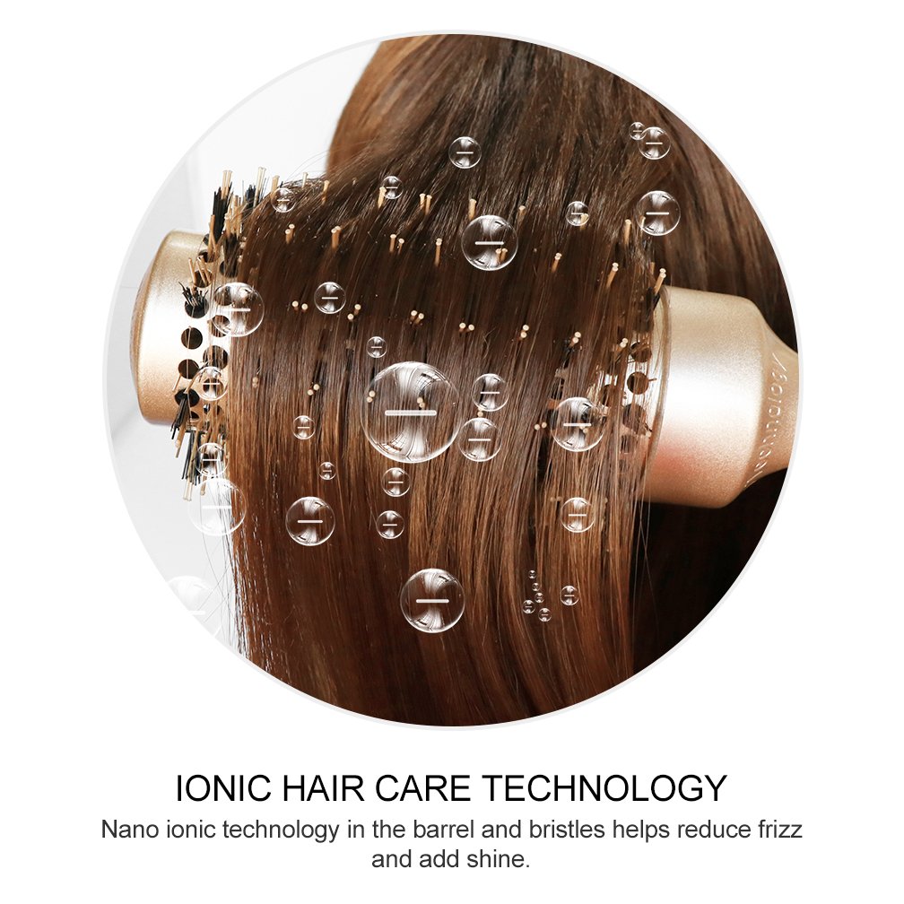 BANGMENG round brush bristles 2.9 inch for smooth glide and volume.