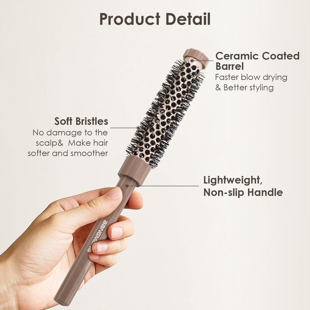 Bangmeng 0.5-inch vented barrel brush showing heat-efficient blow drying for roots