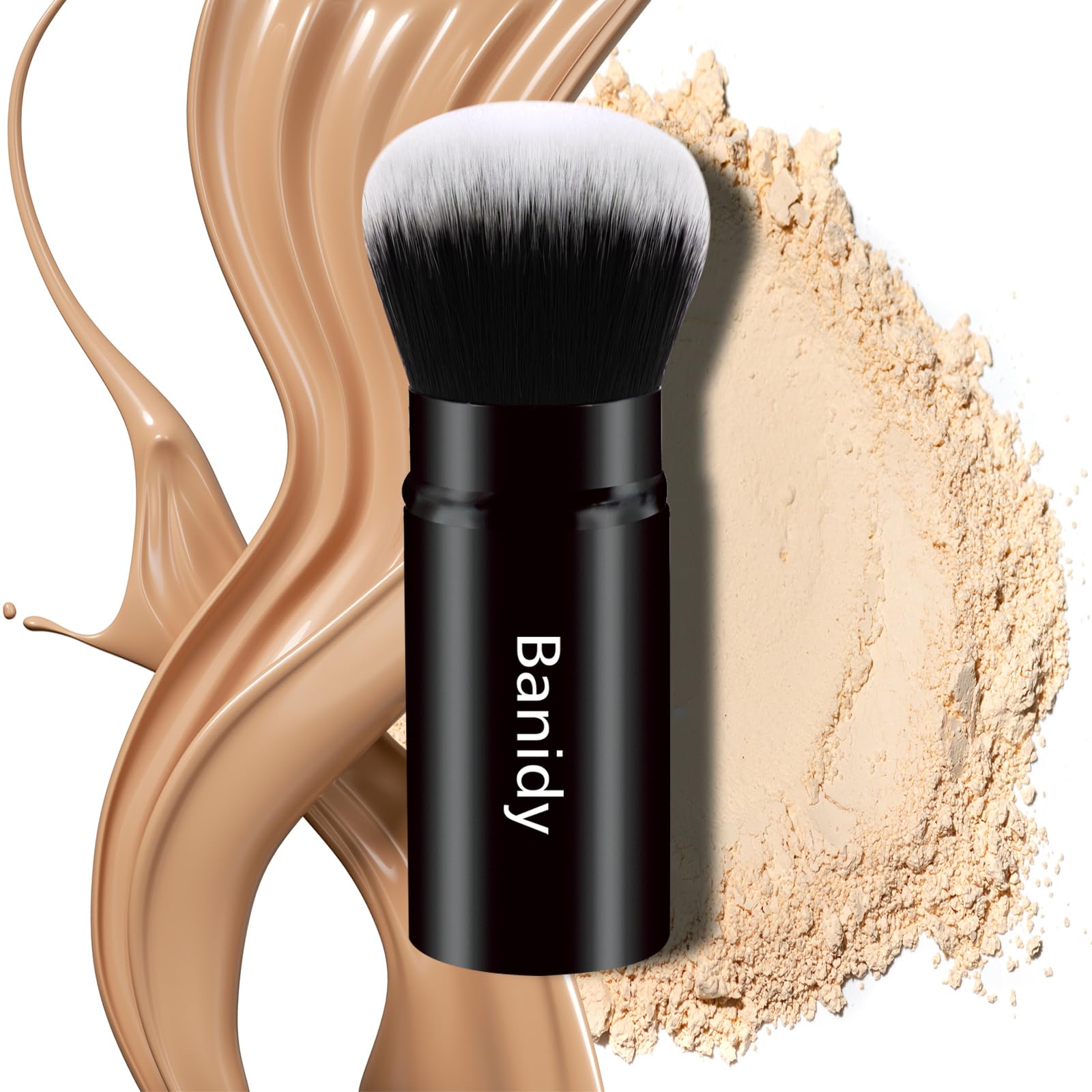 Banidy retractable kabuki brush with cover protects bristles on the go for travel