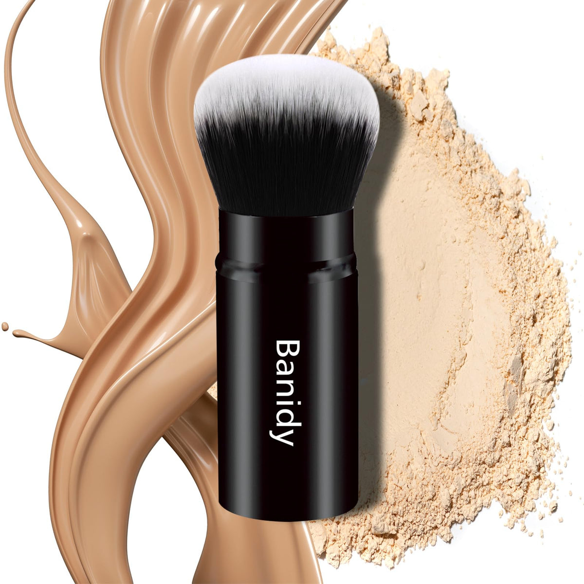 Banidy retractable kabuki brush with cover protects bristles on the go for travel