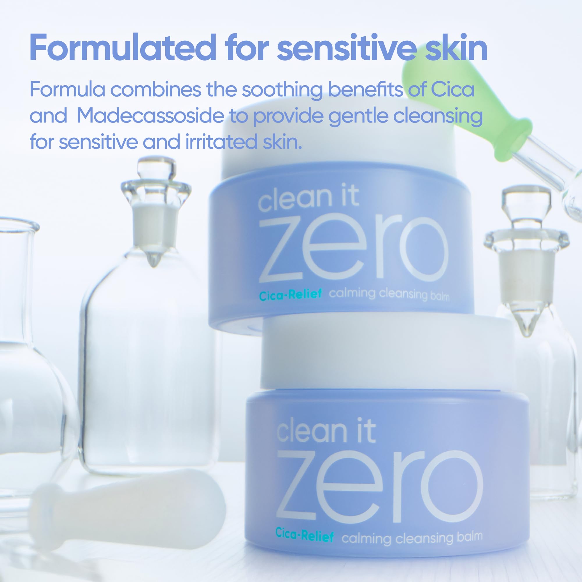 Cica Relief and Madecassoside ingredients highlight soothing protection.