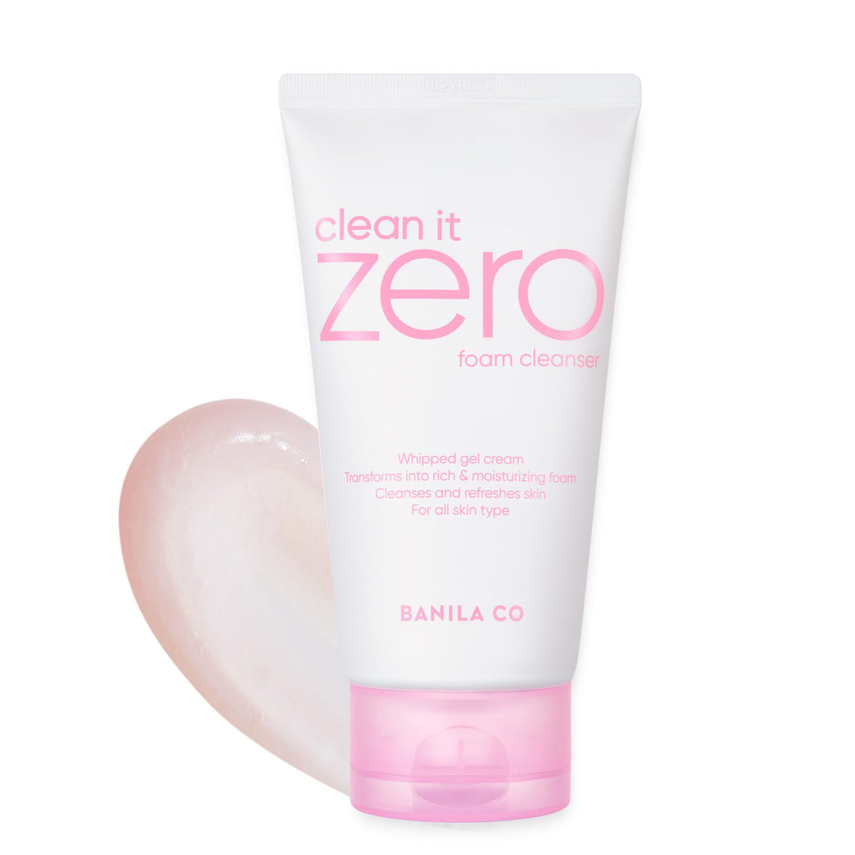 BANILA CO Clean It Zero Foam Cleanser packaging close-up showcasing hydrating cleansing for all skin types.