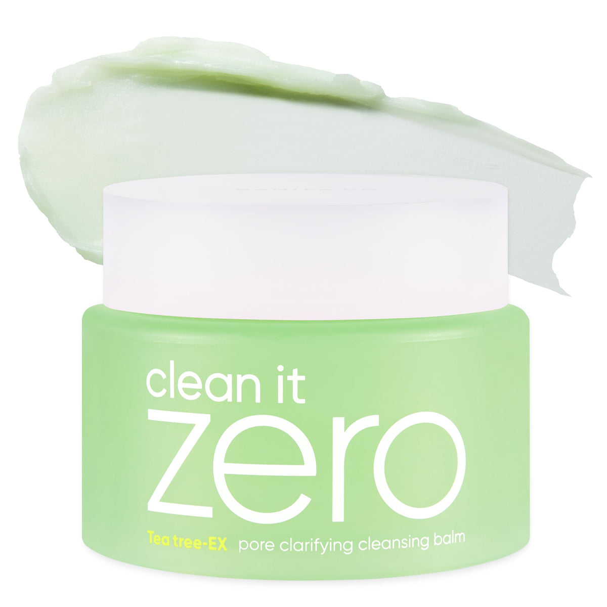 BANILA CO Clean It Zero balm jar closeup highlighting sherbet texture for gentle makeup removal.