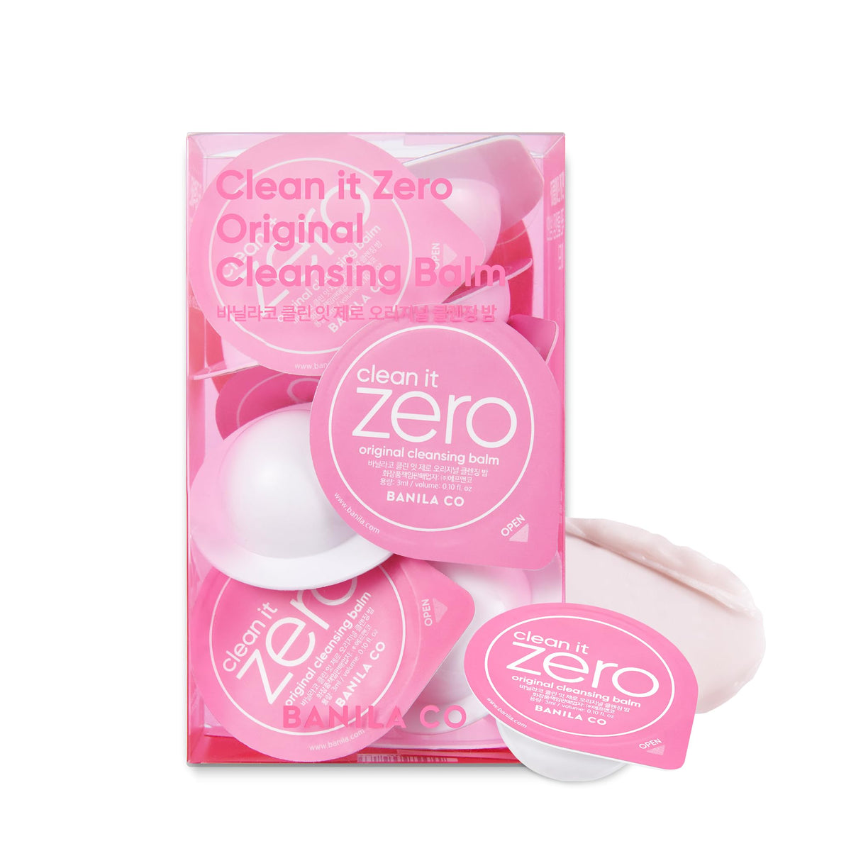 BANILA CO Clean It Zero travel kit mini pods for mess-free on-the-go cleansing.