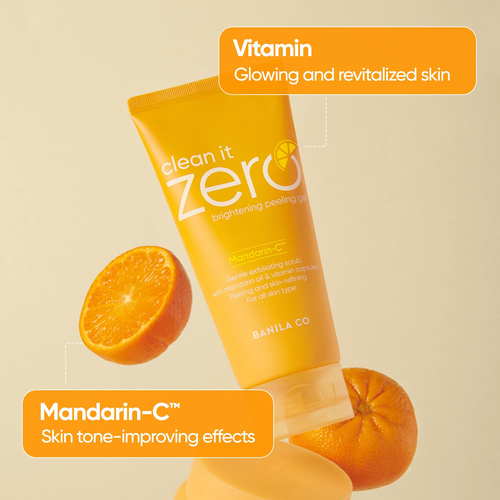 Mandarin-C brightening capsules illustrate Banila Co ingredients for radiant skin.