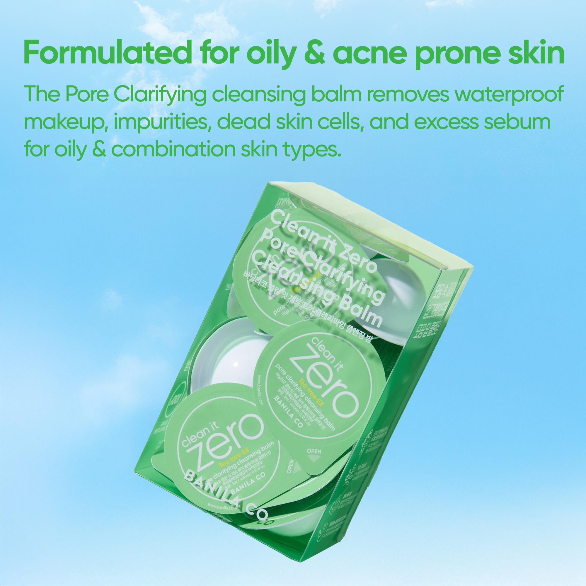 BANILA CO tea tree with exfoliating acids cleanses pores.