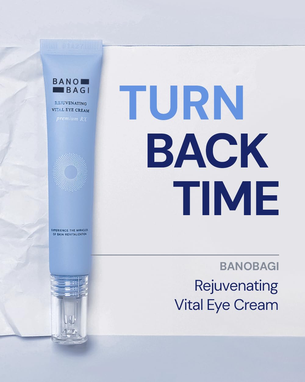 Banobagi PDRN Eye Cream fragrance-free jar highlighting gentle formula