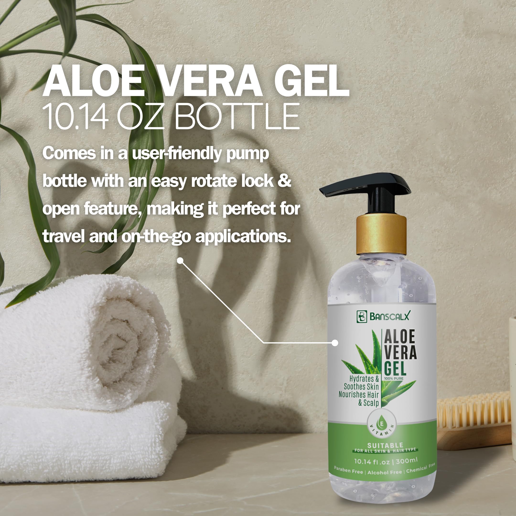BANSCALX Aloe Vera Gel applied to face for refreshing moisture.