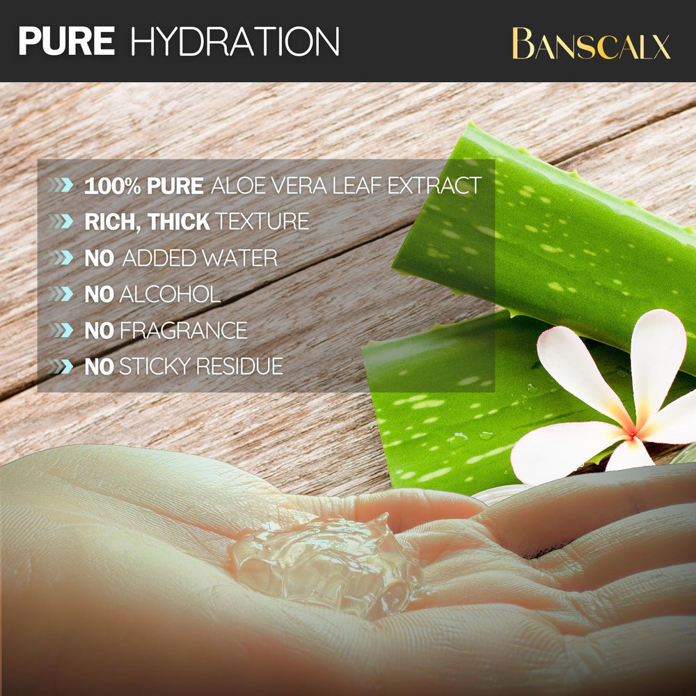 BANSCALX Aloe Vera Gel on hair and scalp for moisture and shine.