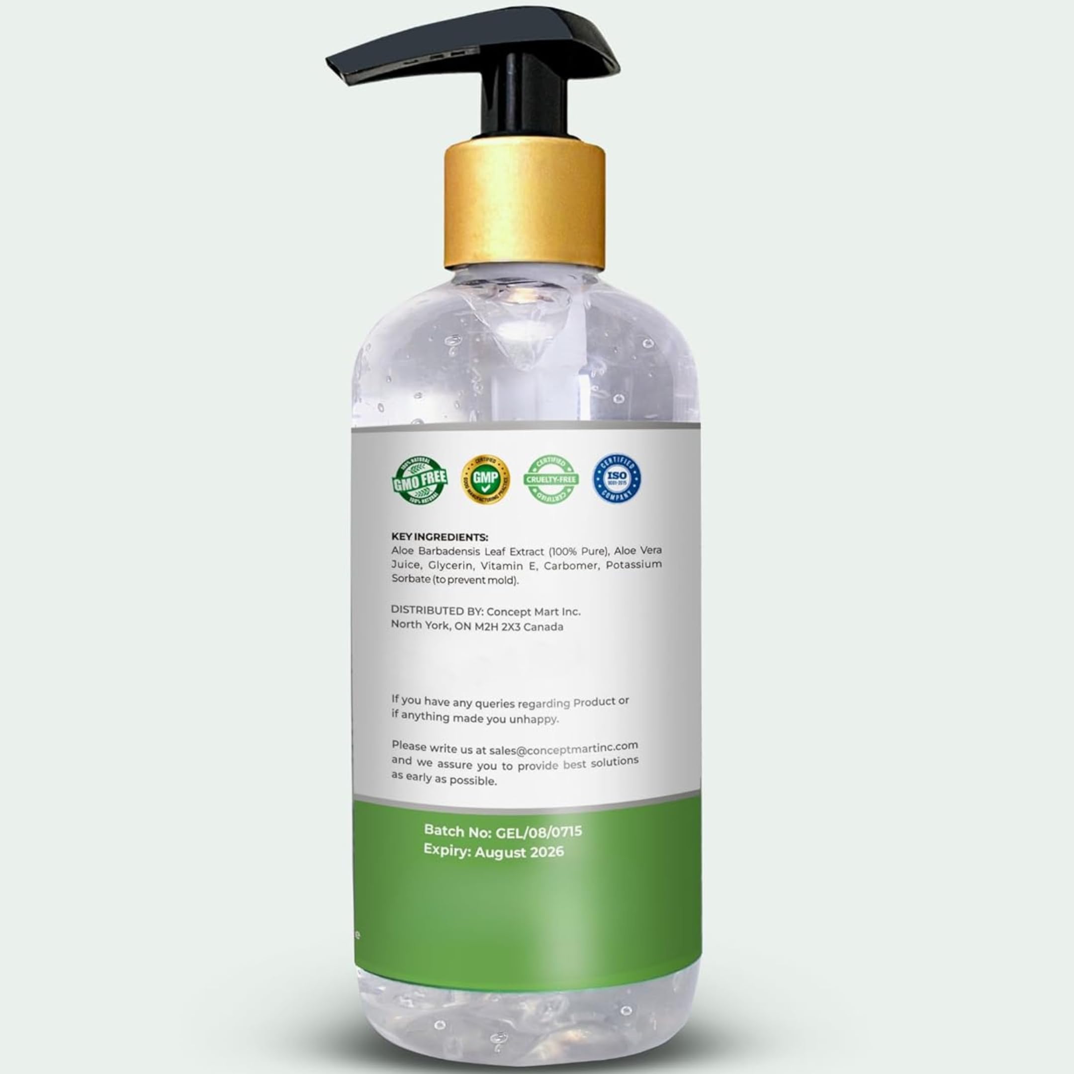 BANSCALX Aloe Vera Gel free from parabens and alcohol for sensitive skin.