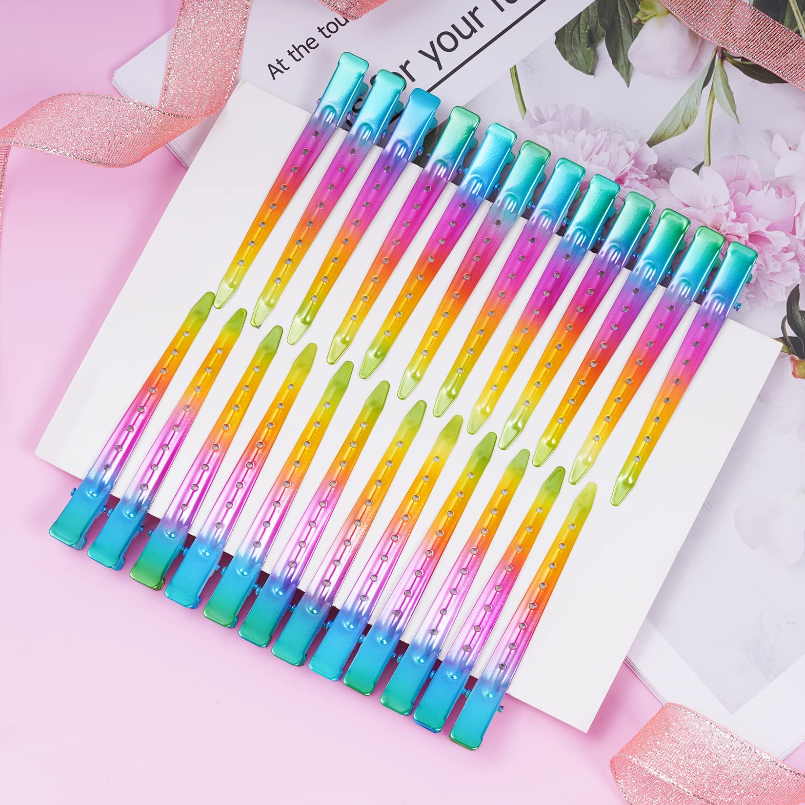 Bantoye 24-pack gradient rainbow clips offer vibrant color and ample supply for daily styling