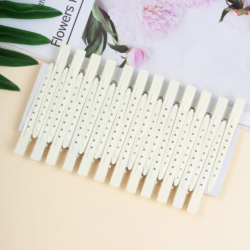 Bantoye white duck bill clip holes design for secure grip during styling.