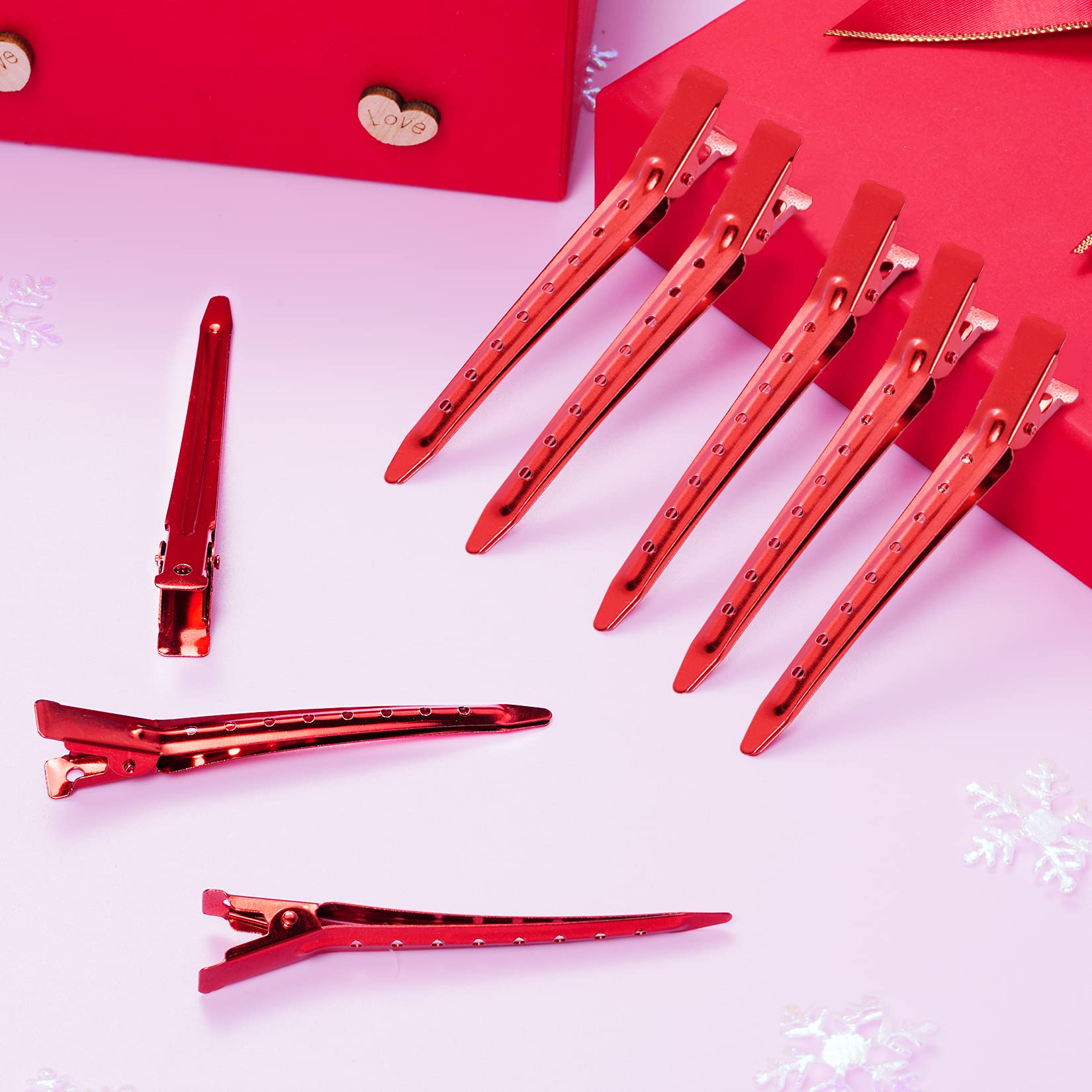 Bantoye duck bill clip red 24-piece pack for salon and home use.