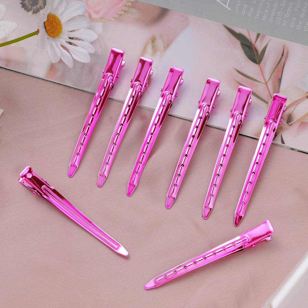Bantoye bright pink duck bill clip for precise hair sectioning and parting.