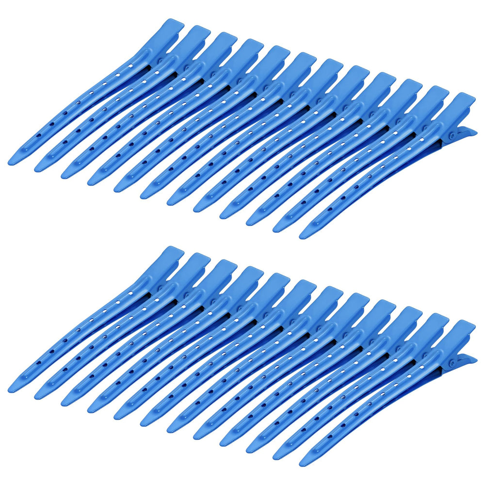 Bantoye duck-bill clip dark blue closeup, rustproof metal for durable hair styling.