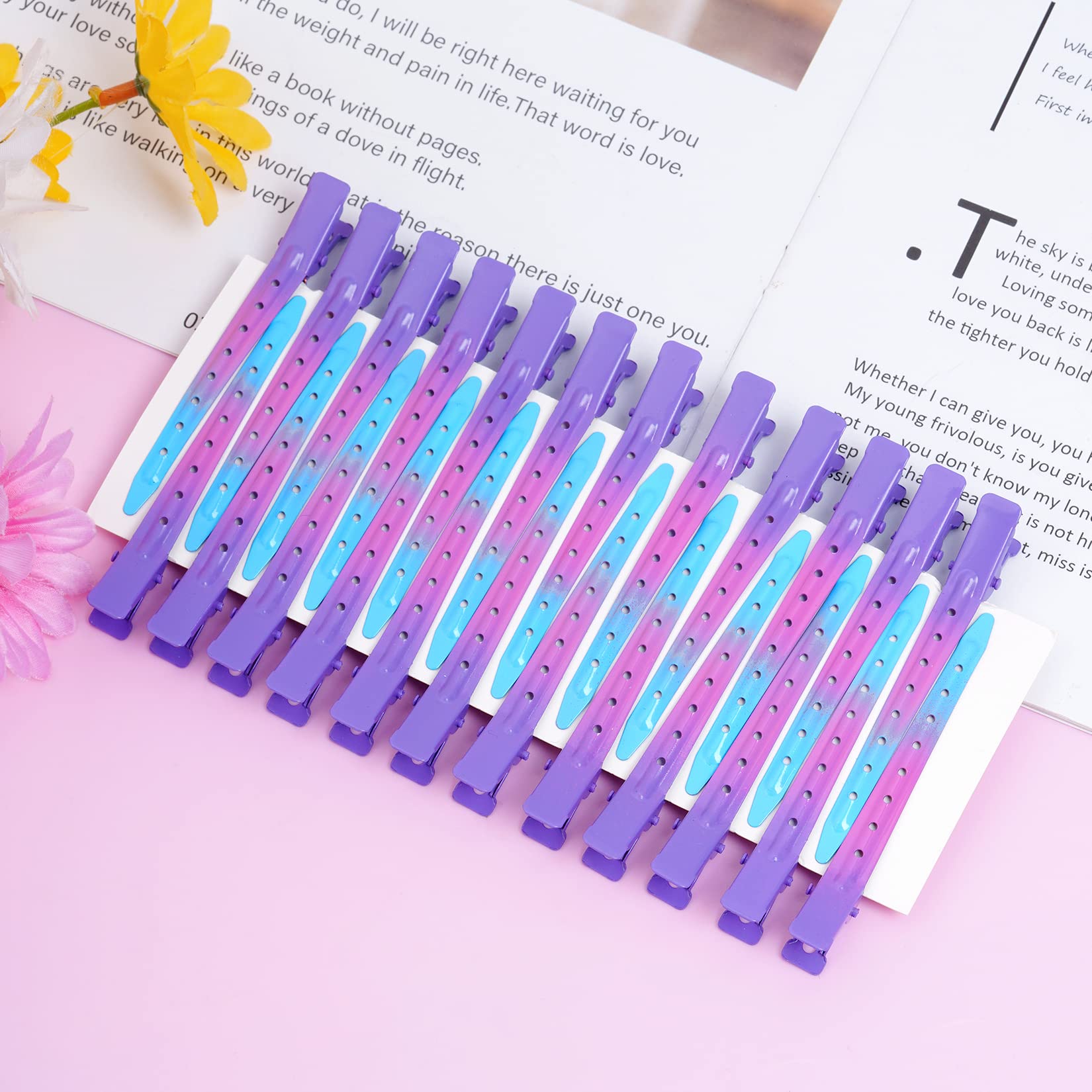 Bantoye duckbill clip gradient purple in studio setup for quick hair pinning.