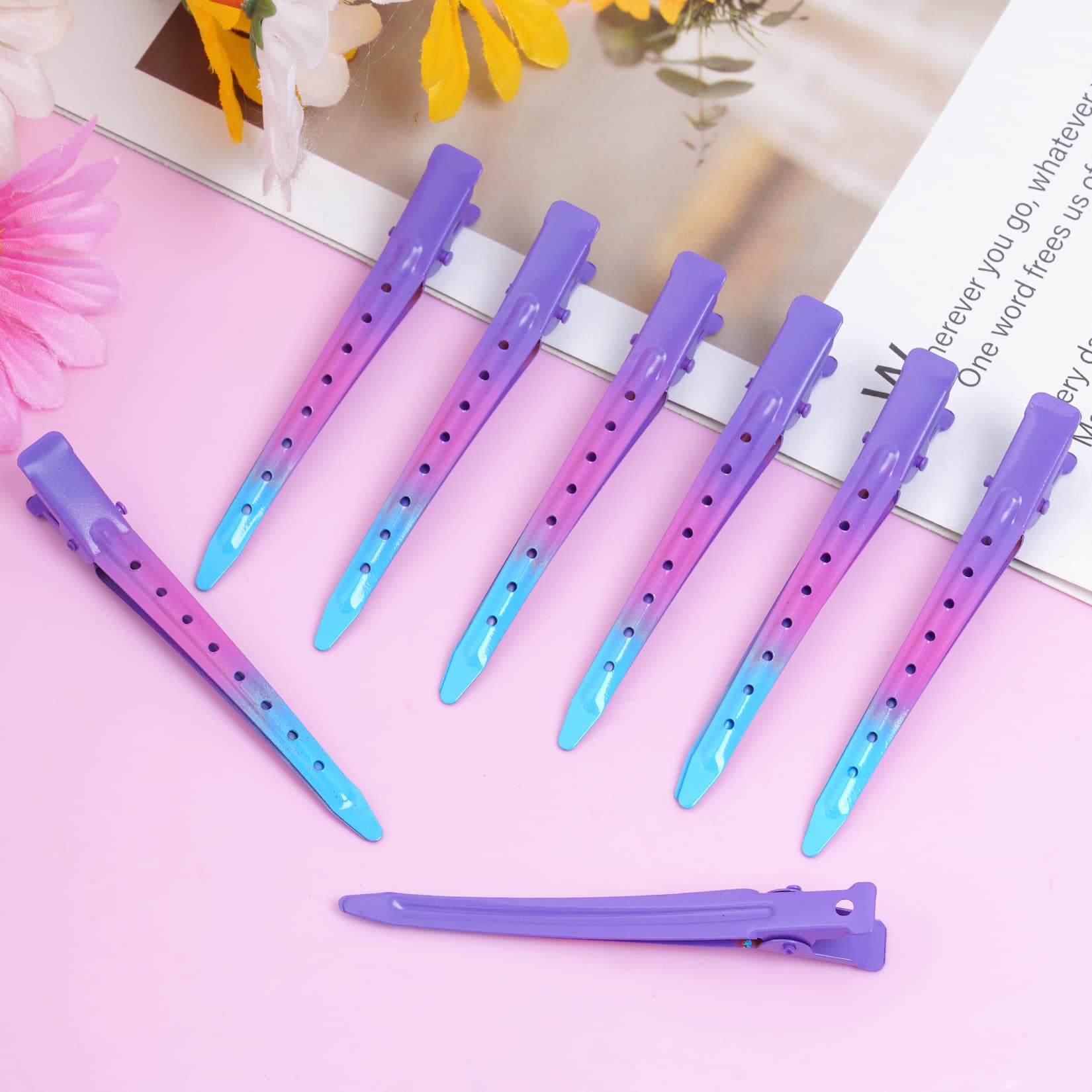 Bantoye duckbill clip gradient purple close-up highlighting rust-resistant metal finish.