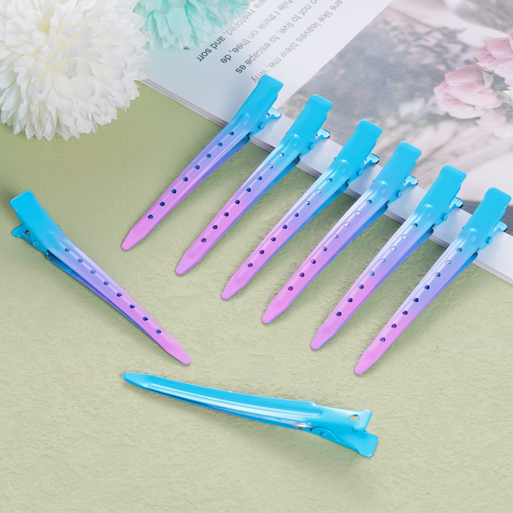 Bantoye gradient blue hair styling clip in action for curling and sectioning.